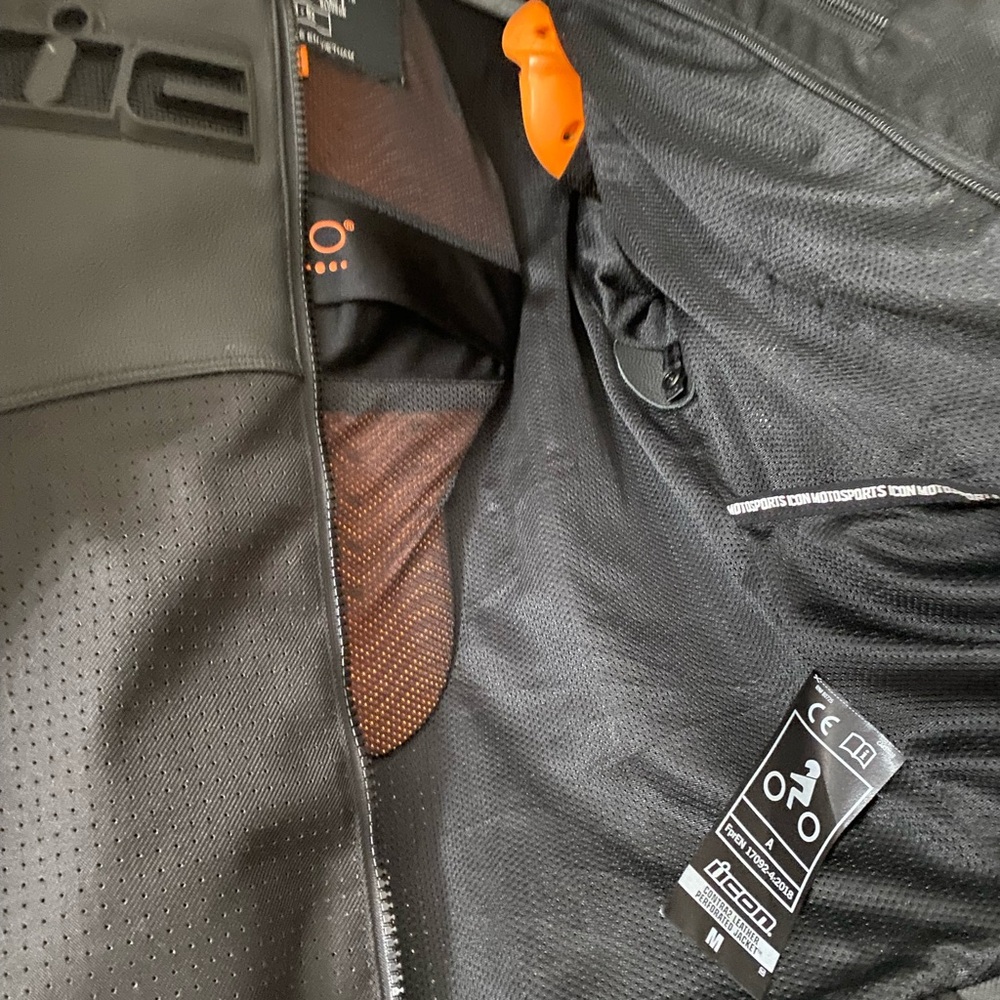 Icon Black Perforated Performance Motorcycle Jack… - image 7